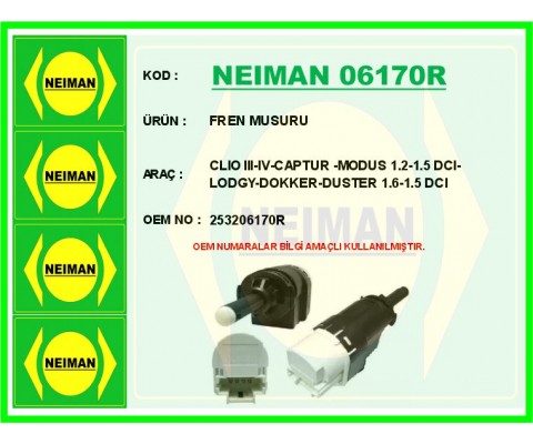 FREN PEDAL MÜŞÜRÜ RENAULT CLIO III 05>12 CLIO IV 12> CAPTUR I 12> KANGOO 05> LAGUNA II 01>07 DACIA L OGAN I-II 06>18 SANDERO I-II 08>18 DUSTER I-II 10>21 OPEL VİVARO B 06>14 4 FİŞLİ