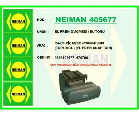 EL FREN DÜĞMESİ / BUTONU C4-C4 PİCASSO-P3008-P5008 TURUNCU EL FREN ANAHTARI