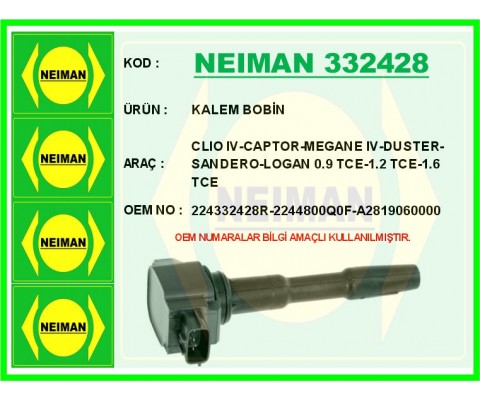 KALEM BOBİN CLIO IV-CAPTOR-MEGANE IV-DUSTER-SANDERO-LOGAN 0.9 TCE-1.2 TCE-1.6 TCE