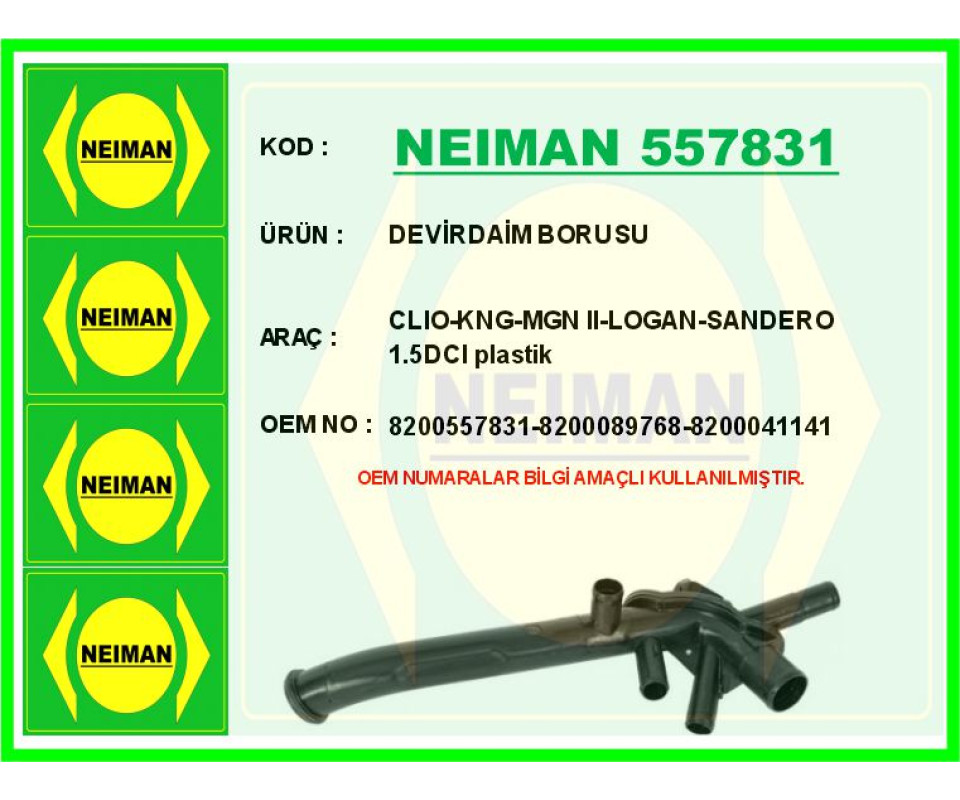 DEVİRDAİM BORUSU CLIO-KNG-MGN II-LOGAN-SANDERO 1.5DCI plastik