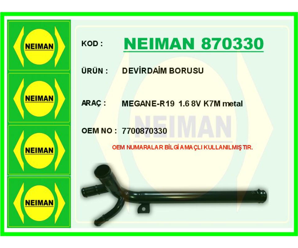 DEVİRDAİM BORUSU MEGANE-R19 1.6 8V K7M metal