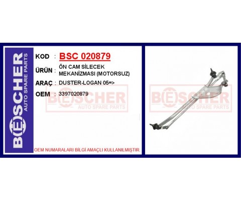 ÖN CAM SİLECEK MEKANİZMASI MOTORSUZ DUSTER-LOGAN 05 >