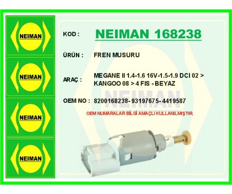 FREN MUSURU MEGANE II 1.4-1.6 16V-1.5-1.9 DCI 02 > KANGOO 08 > 4 FIS - BEYAZ
