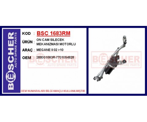 ON CAM SILECEK MEKANIZMASI MOTORLU MEGANE II 02 >10