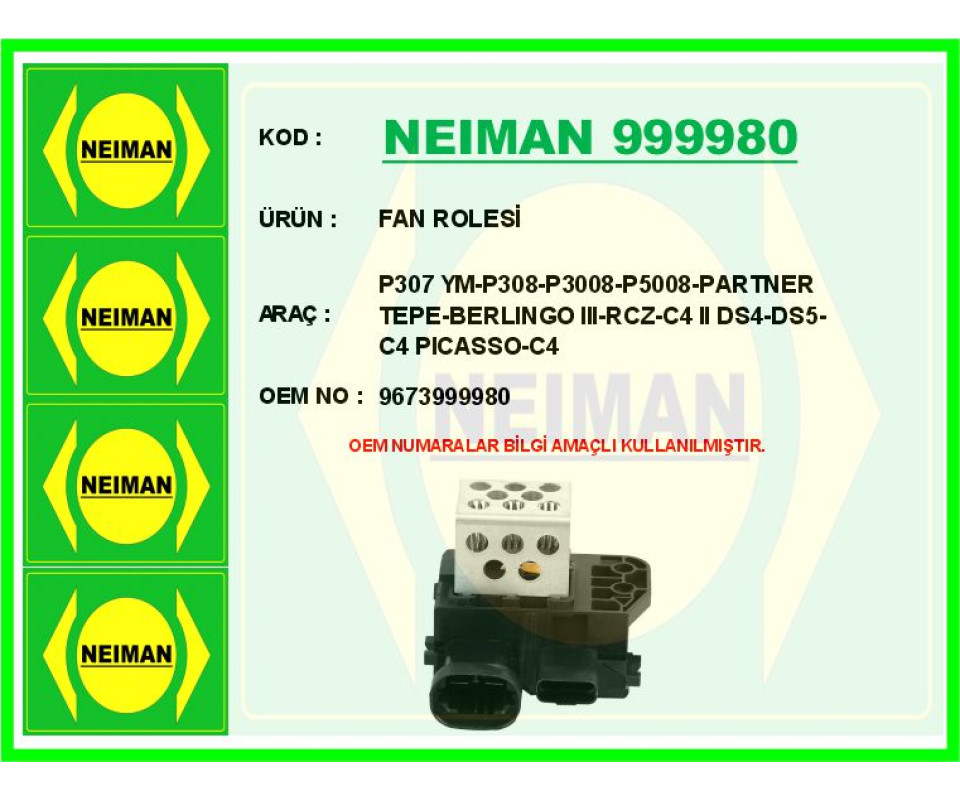 FAN ROLESİ P307 YM-P308-P3008-P5008-PARTNER TEPE-BERLINGO III-RCZ-C4 II DS4-DS5-C4 PICASSO-C4