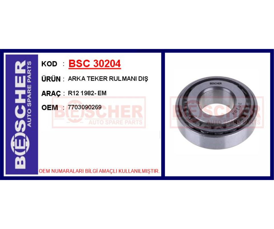 ARKA TEKER RULMANI DIŞ R12 1982- EM