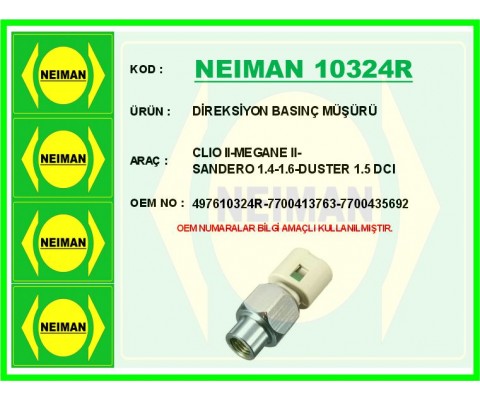 DİREKSİYON BASINÇ MÜŞÜRÜ CLIO II-MEGANE II-SANDERO 1.4-1.6-DUSTER 1.5 DCI