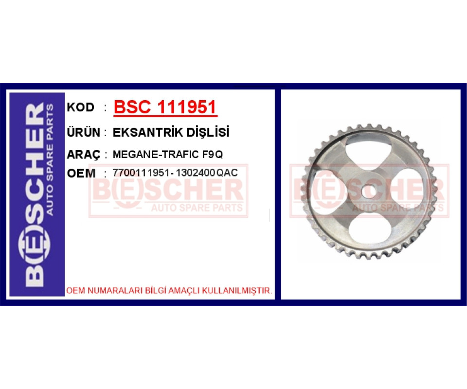 EKSANTRİK DİŞLİSİ MEGANE-TRAFIC F9Q