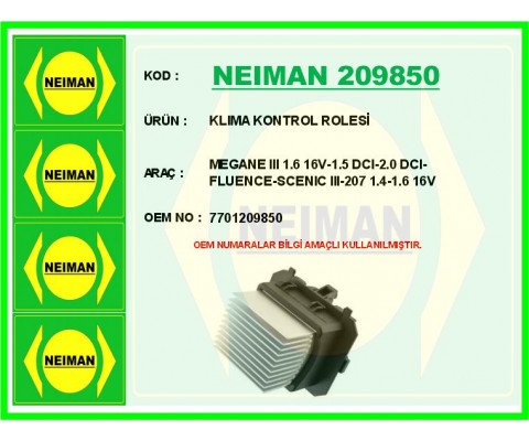 KLIMA KONTROL ROLESİ MEGANE III 1.6 16V-1.5 DCI-2.0 DCI-FLUENCE-SCENIC III-207 1.4-1.6 16V