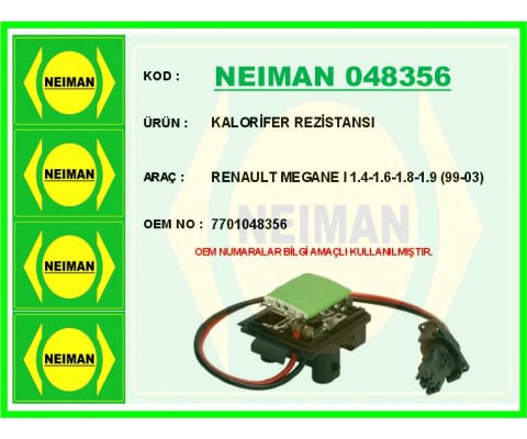 KALORİFER REZİSTANSI RENAULT MEGANE I 1.4-1.6-1.8-1.9 99-03