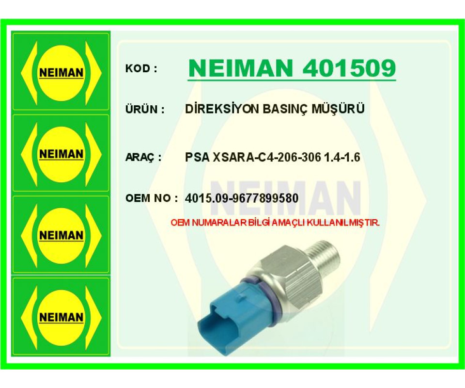 DİREKSİYON BASINÇ MÜŞÜRÜ PARTNER-BERLINGO-P206-P306-P307-P406-XSARA-C4 96>15