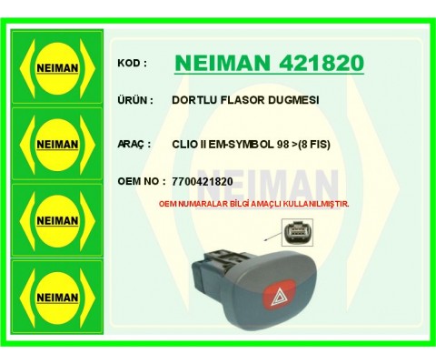 DORTLU FLASOR DUGMESI CLIO II EM-SYMBOL 98 > 8 FIS