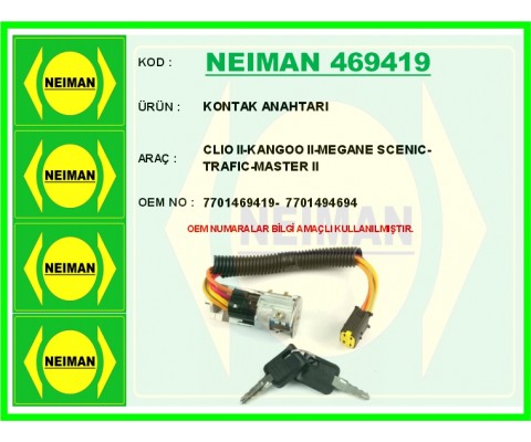 KONTAK ANAHTARI CLIO II-KANGOO II-MEGANE SCENIC-TRAFIC-MASTER II