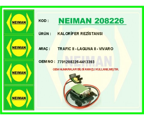 KALORİFER REZİSTANSI TRAFIC II - LAGUNA II - VIVARO