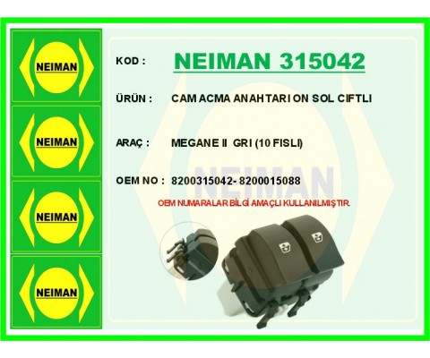 CAM ACMA ANAHTARI ON SOL CIFTLI MEGANE II GRI 10 FISLI