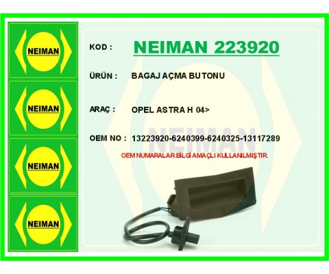 BAGAJ KAPAK AÇMA BUTONU SWİCİ OPEL ASTRA H 04>