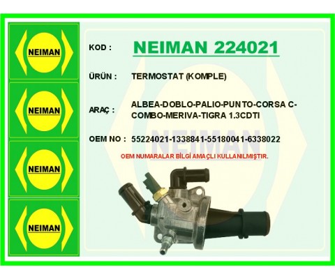 TERMOSTAT 88 C FIAT ALBEA 03>09 DOBLO 02> PANDA 04> PUNTO 03>12 500 07> OPEL COMBO C 05>12 CORSA C 05>10 MERIVA A 03>10 1.3D MJET 1.3 CDTI