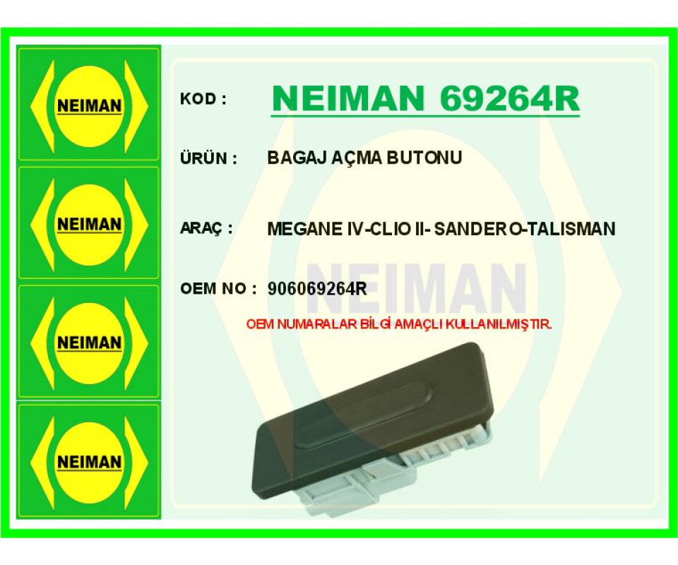 BAGAJ AÇMA BUTONU RENAULT MEGANE IV 16> TALISMAN 16>