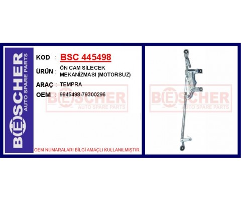 ÖN CAM SİLECEK MEKANİZMASI MOTORSUZ TEMPRA