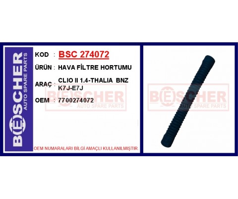 HAVA FİLTRE HORTUMU CLIO II 1.4-THALIA BNZ K7J-E7J