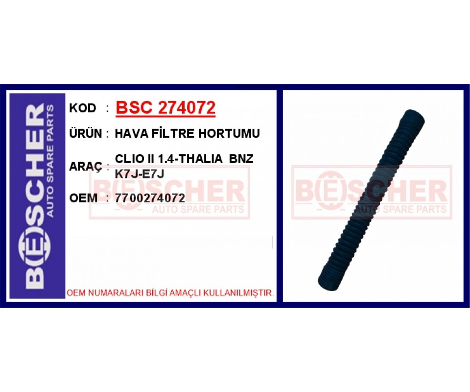 HAVA FİLTRE HORTUMU CLIO II 1.4-THALIA BNZ K7J-E7J