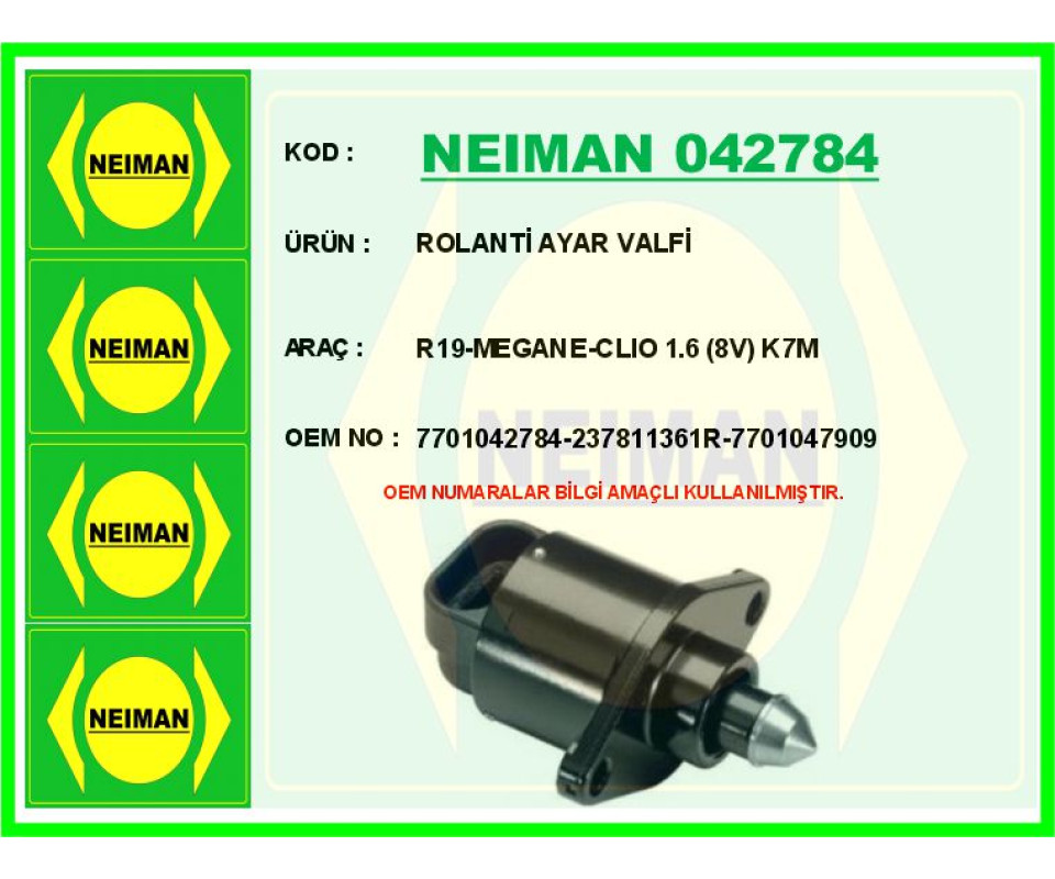 ROLANTİ AYAR VALFİ R19-MEGANE-CLIO 1.6 8V K7M