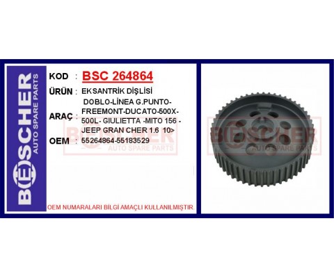 EKSANTRİK DİŞLİSİ ASTRA H-J ZAFIRA B-VECTRA C 1.9 DTH-DTJ INSIGNIA A-ASTRA J-ZAFIRA C 2.0 DTH-DTJ DOBLO-LINEA-FREEMONT-DUCATO-BOXER-JUMPER-500L ALFA ROMEO GIULIETTA MITO 156 2.0 HDI-MTJ