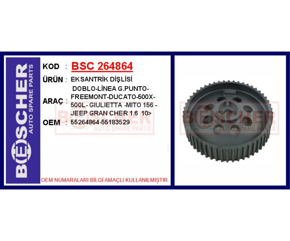 EKSANTRİK DİŞLİSİ ASTRA H-J ZAFIRA B-VECTRA C 1.9 DTH-DTJ INSIGNIA A-ASTRA J-ZAFIRA C 2.0 DTH-DTJ DOBLO-LINEA-FREEMONT-DUCATO-BOXER-JUMPER-500L ALFA ROMEO GIULIETTA MITO 156 2.0 HDI-MTJ