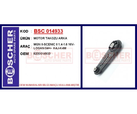 MOTOR TAKOZU ARKA MEGANE II 02> SCENIC II 02> CLIO III 05> MODUS 04> 1.2 D4F 1.4 K4J 1.6 16V K4M D ACIA LOGAN 04> 1.5dCi K9K
