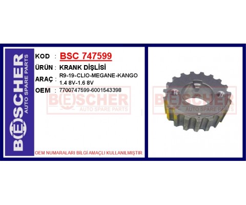 KRANK DİŞLİSİ R9-19-CLIO-MEGANE-KANGO 1.4 8V-1.6 8V