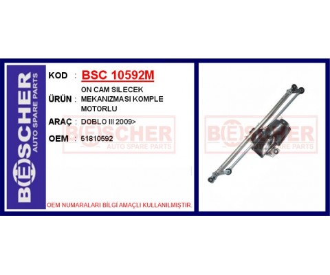 ÖN CAM SILECEK MEKANIZMASI FIAT DOBLO III 10> MOTORLU