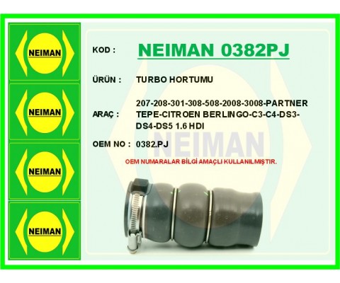 TURBO HORTUMU 207-208-301-308-508-2008-3008-PARTNER TEPE-CITROEN BERLINGO-C3-C4-DS3-DS4-DS5 1.6 HDI
