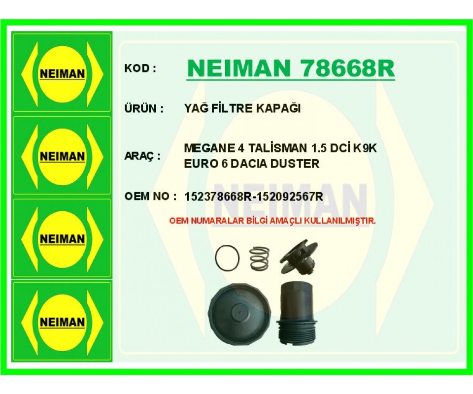 YAG FILTRE KAPAGI RENAULT CLIO V DUSTER II KANGOO IV LODGY SYMBOL II MEGANE IV TRAFIC III 1.5dCi K9K 2.0dCi M9R EURO 6