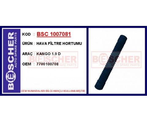 HAVA FİLTRE HORTUMU KANGO 1.9 D