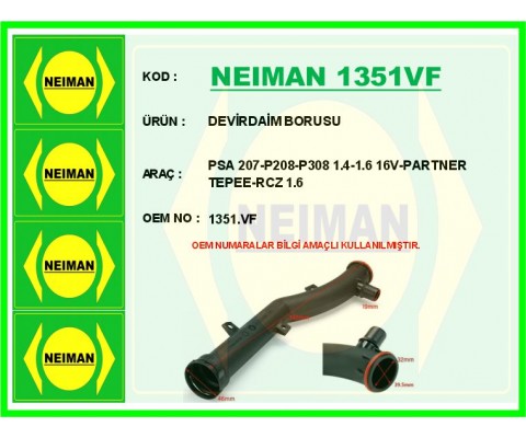 DEVİRDAİM BORUSU PSA 207-P208-P308 1.4-1.6 16V-PARTNER TEPEE-RCZ 1.6