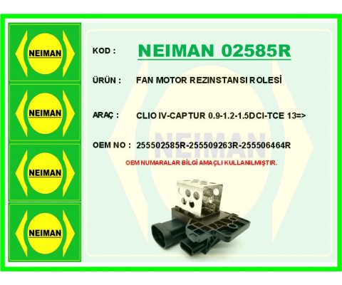 FAN MOTOR REZINSTANSI ROLESİ CLIO IV-CAPTUR 0.9-1.2-1.5DCI-TCE 13 >