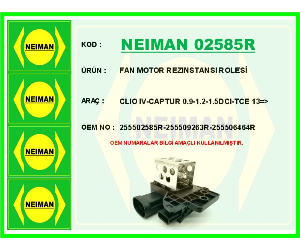 FAN MOTOR REZINSTANSI ROLESİ CLIO IV-CAPTUR 0.9-1.2-1.5DCI-TCE 13 >