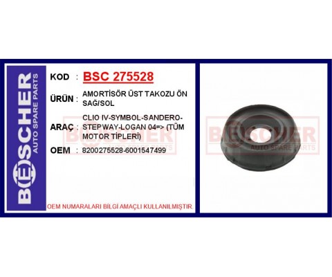 AMORTİSÖR ÜST TAKOZU ÖN SAĞ/SOL CLIO IV-SYMBOL-SANDERO-STEPWAY-LOGAN 04 > TÜM MOTOR TİPLERİ