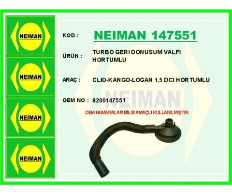 TURBO GERI DONUSUM VALFI HORTUMLU CLIO-KANGO-LOGAN 1.5 DCI HORTUMLU