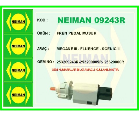 FREN MÜŞÜRÜ MEGANE 3-FLUENCE-SCENIC 3 K4M-F9Q-K9K-H4J 4 FİŞLİ