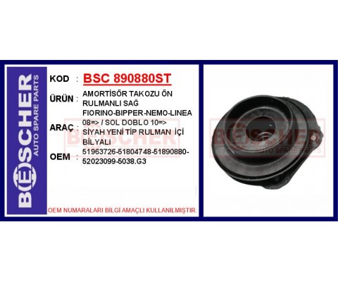 AMORTİSÖR TAKOZU ÖN RULMANLI SAĞ FIORINO-BIPPER-NEMO-LINEA 08 > / SOL DOBLO 10 > SİYAH YENİ SN