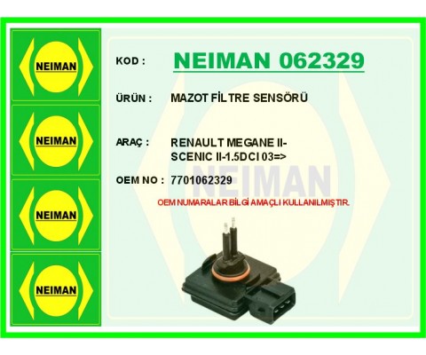 MAZOT FİLTRE SENSÖRÜ RENAULT MEGANE II-SCENIC II-1.5DCI 03 >