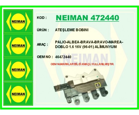ATEŞLEME BOBİNİ PALIO-ALBEA-BRAVA-BRAVO-MAREA-DOBLO 96> 1.6 16V