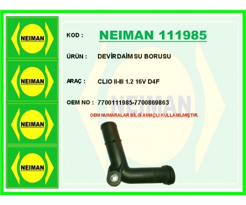 DEVİRDAİM SU BORUSU CLIO II-III 1.2 16V D4F