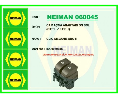 CAM AÇMA ANAHTARI ON SOL CIFTLI -10 FISLI CLIO-MEGANE-BBO II