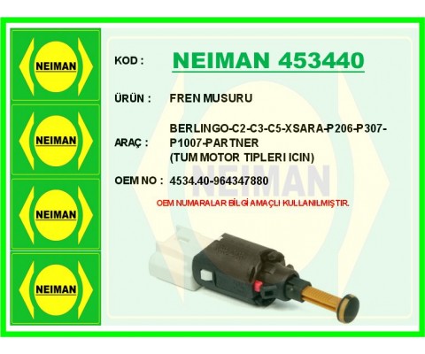 FREN MUSURU BERLINGO-C2-C3-C5-XSARA-P206-P307-P1007-PARTNER TUM MOTOR TIPLERI ICIN