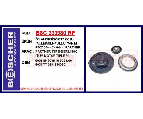 ÖN AMORTİSÖR TAKOZU RULMANLI PULLU TAKIM P307 00 > C4 04 > -PARTNER-PARTNER TEPE-BERLİNGO TÜM MOT