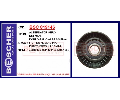 ALTERNATÖR GERGİ RULMANI DOBLO-PALIO-ALBEA-SIENA-FIORINO-NEMO-BIPPER-PUNTO-FORD KA 1.3MTJ