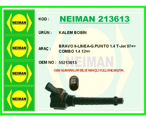 ATEŞLEME BOBİNİ- KALEM BOBİN FIAT BRAVO II 07>14 DOBLO 10> LINEA 09> G.PUNTO 09> EGEA 16> 1.4 1.4 T-Jet