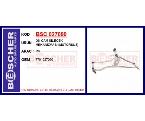 ÖN CAM SİLECEK MEKANİZMASI MOTORSUZ R9